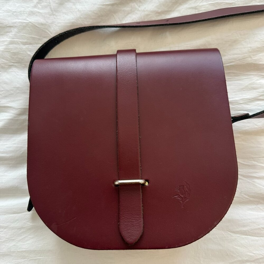 Cambridge Satchel Company Burgundy Leather Crossbody Saddlebag Bag